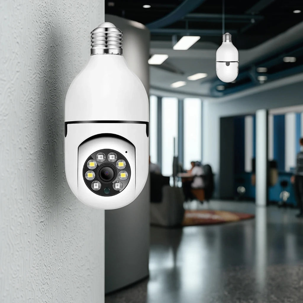 E27 Bulb Full Color Night Vision Indoor Security Monitor Automatic Human Tracking Zoom Wifi Surveillance Camera for Home Use