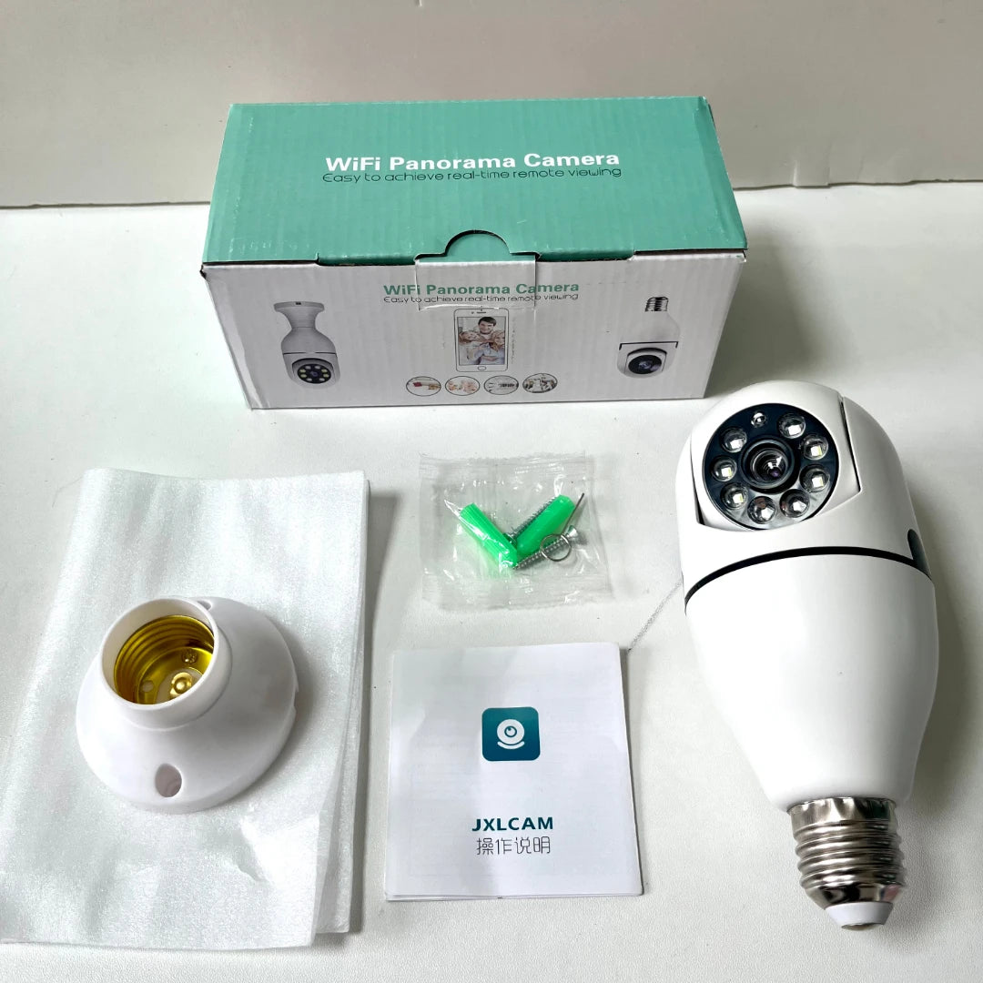 E27 Bulb Full Color Night Vision Indoor Security Monitor Automatic Human Tracking Zoom Wifi Surveillance Camera for Home Use