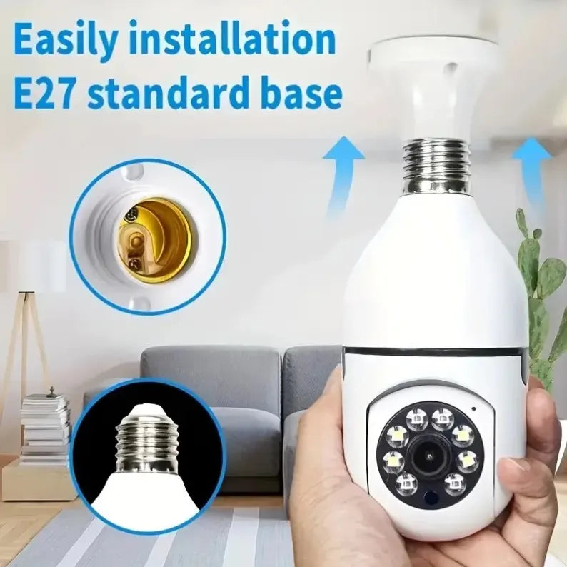 E27 Bulb Full Color Night Vision Indoor Security Monitor Automatic Human Tracking Zoom Wifi Surveillance Camera for Home Use